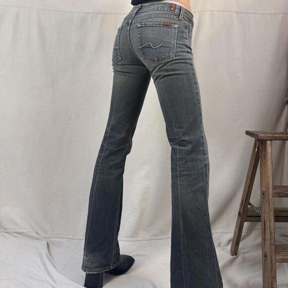 Y2K designer seven for all man kind jeans medium wash flare low rise